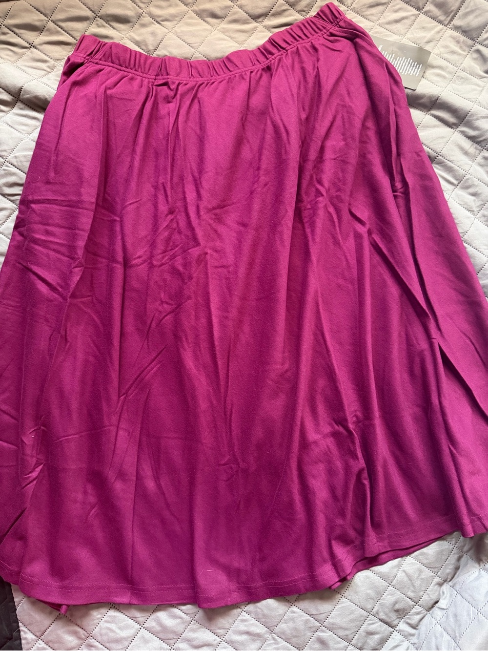 Woman Within Magenta Circle Skirt with Elastic Waist